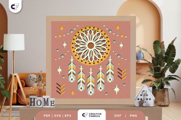 Download Boho Dreamcatcher 3D Shadow Box SVG - Boho dreamcatcher Collection