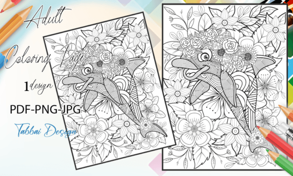 Download Dolphin Vintage Floral Coloring Page - Floral coloring page Collection