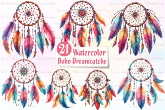 Download Watercolor Boho Dreamcatcher Clipart PNG - Boho dreamcatcher Collection